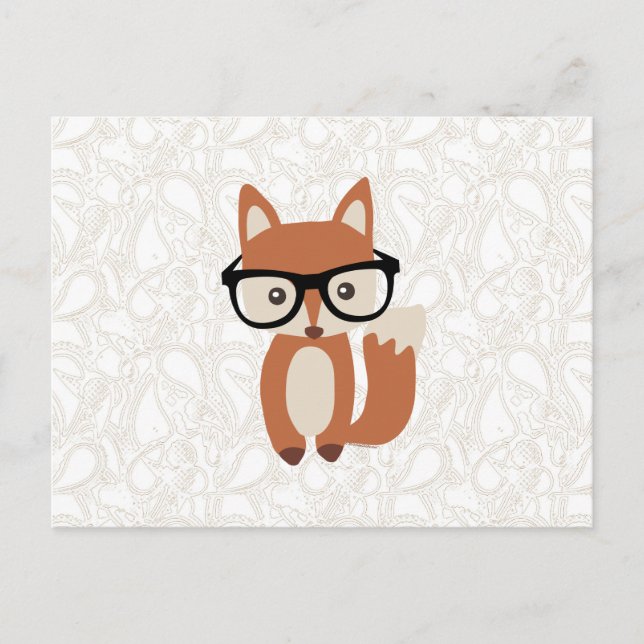 Hipster Baby Fox w/Glasses Postcard (Front)
