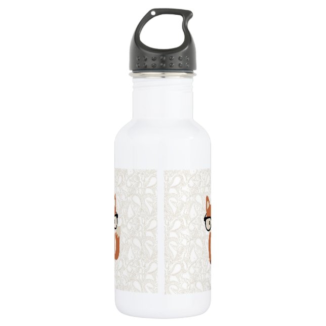 Hipster Baby Fox w/Glasses Stainless Steel Water Bottle (Front)