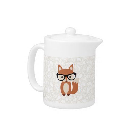 Hipster Baby Fox W/glasses Teapot
