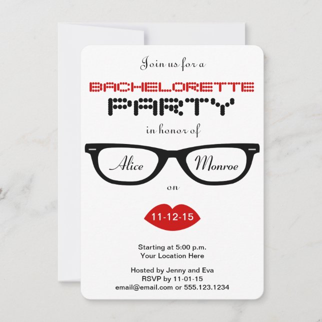Hipster Bachelorette Party Invitation (Front)