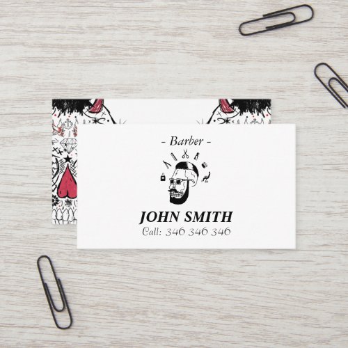 Hipster Barber Skull business Card