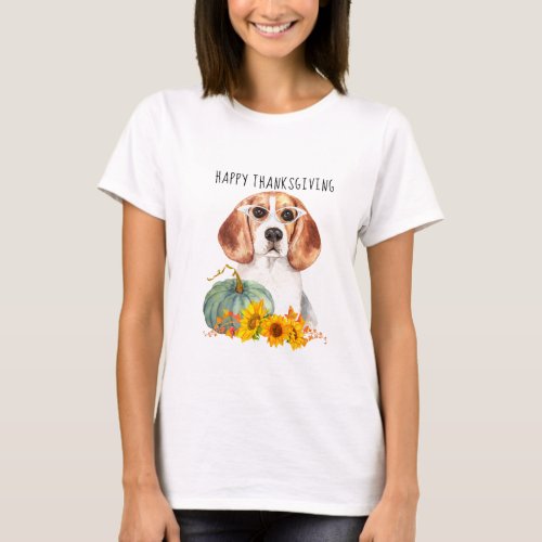 Hipster Beagle Customizable Thanksgiving  T_Shirt