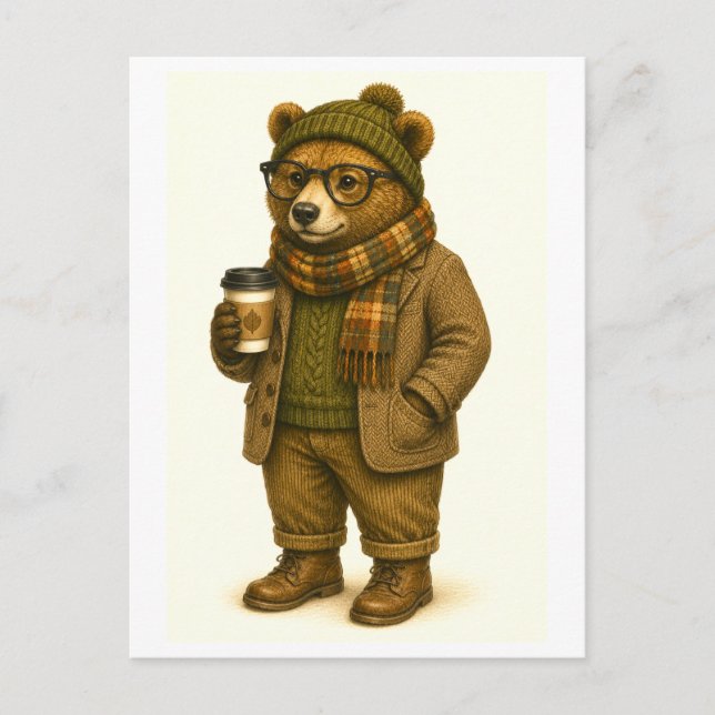 Hipster Bear Postcard (Front)