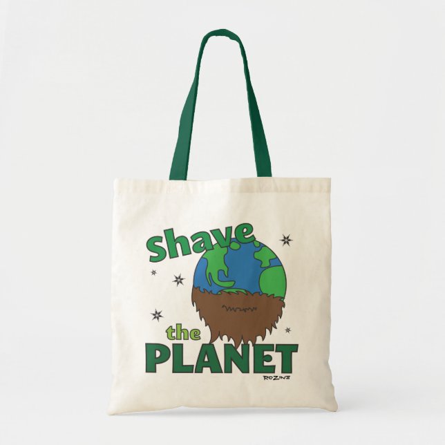 Hipster Bearded Earth Day Shave (Save) The Planet Tote Bag (Front)