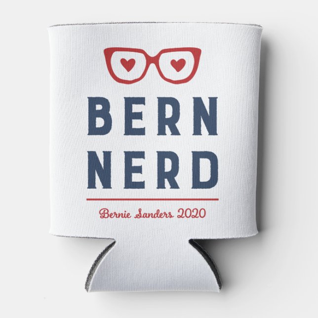 Hipster Bern Nerd | Funny Bernie Sanders 2020 Can Cooler (Front)