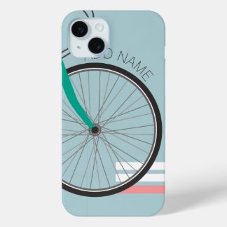 Hipster Bicycle Wheel pastel Custom Name iPhone 15 Plus Case