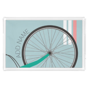 Hipster Bicycle Wheel with Custom Name Acrylic Tray