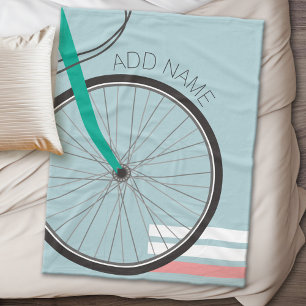 Hipster Bicycle Wheel with Custom Name Fleece Blanket