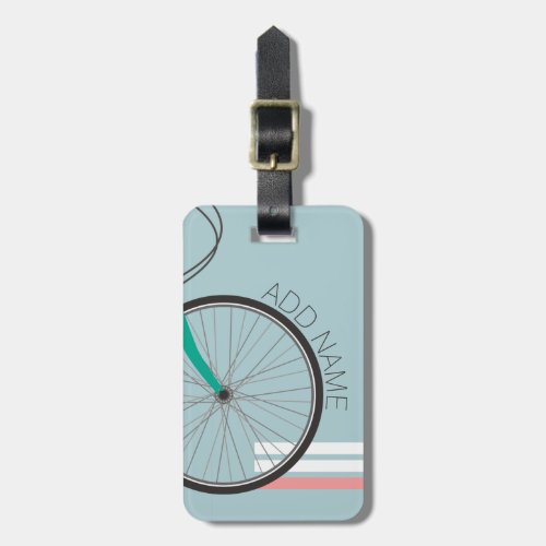 Hipster Bicycle Wheel with Custom Name Luggage Tag
