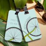 Hipster Bicycle Wheel with Custom Name Luggage Tag<br><div class="desc">A retro cycle with a light blue background. If you are a cyclist or love to ride bikes,  this is for you!</div>