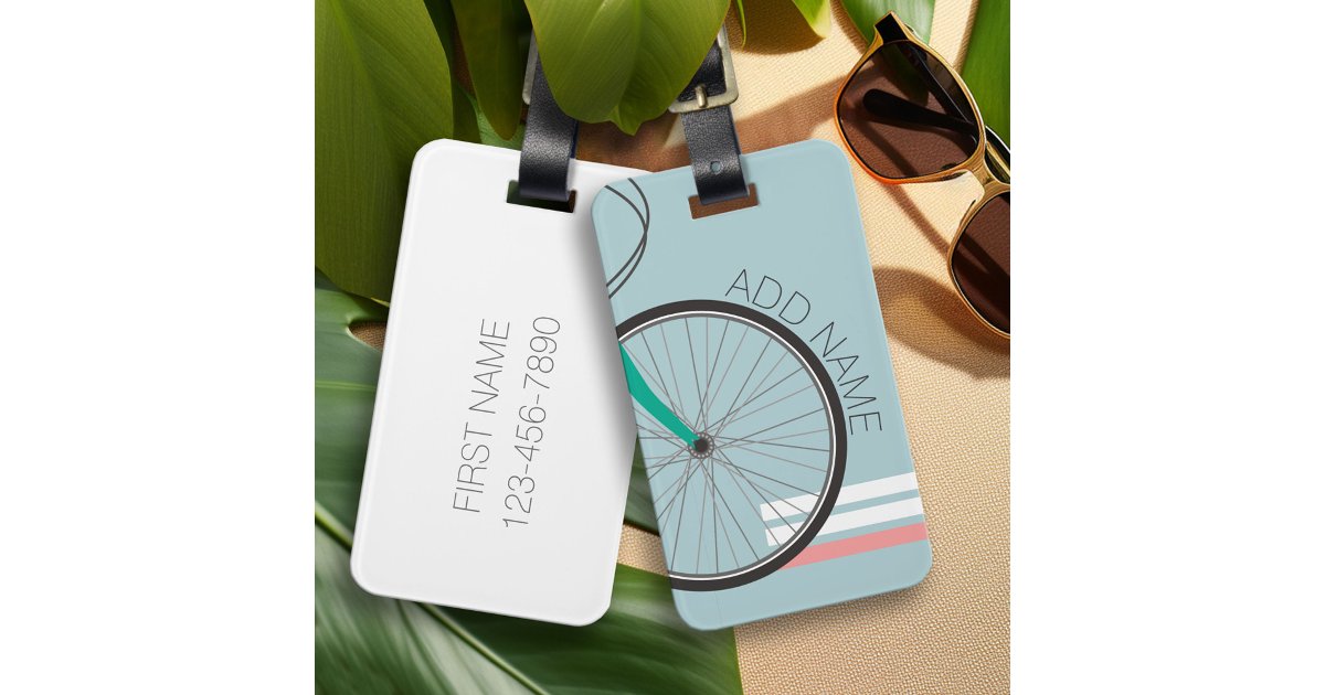 Hipster Bicycle Wheel with Custom Name Luggage Tag | Zazzle