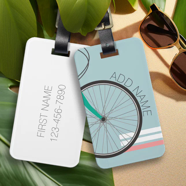 Hipster Bicycle Wheel with Custom Name Luggage Tag | Zazzle