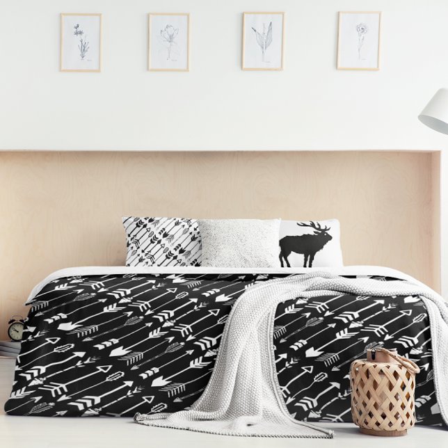 Hipster Black and White Aztec Arrow Pattern Duvet Cover (Creator Uploaded)