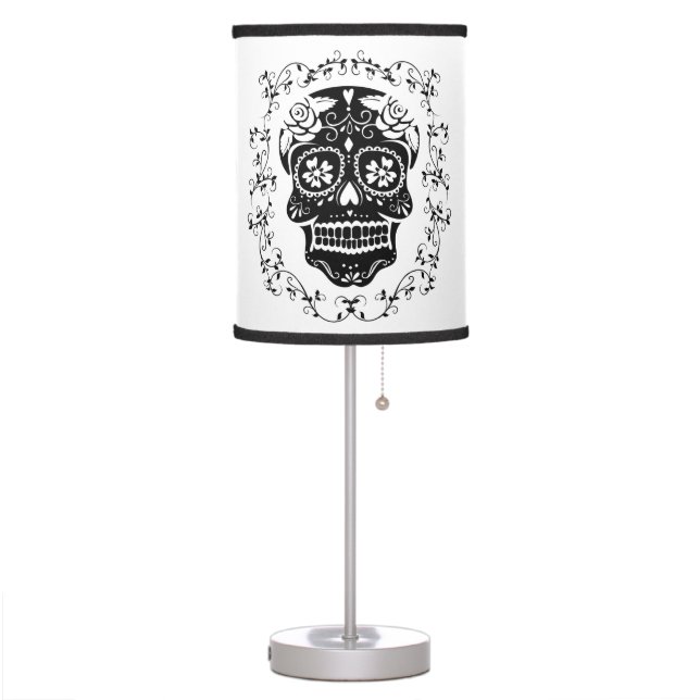 Hipster Black Sugar Skull Table Lamp (Left)