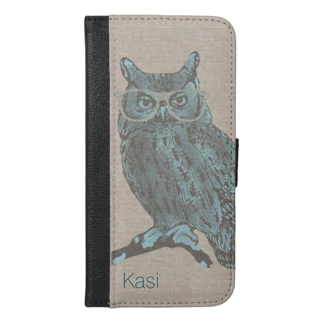 Hipster Blue Owl iPhone 6 Plus Wallet Case (Front)