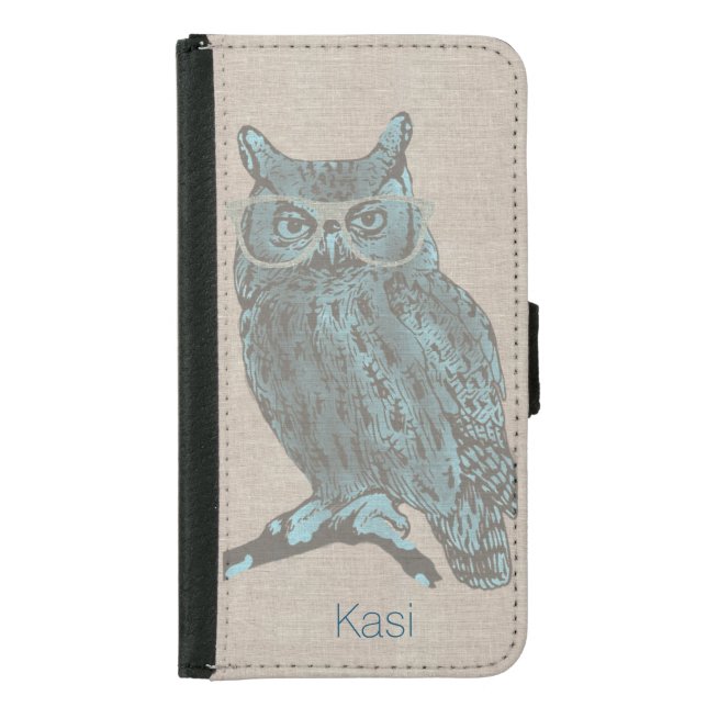 Hipster Blue Owl Samsung S5 Wallet Case (Front)