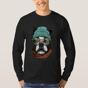 Hipster Boston Terrier Animal Wearing Sunglasses D T-Shirt