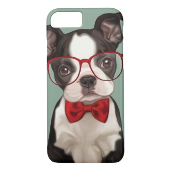 Hipster Boston Terrier Iphone 8/7 Case by MarylineCazenave at Zazzle
