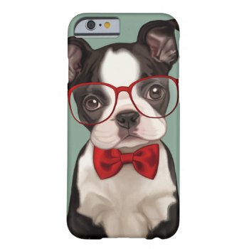 Hipster Boston Terrier Barely There Iphone 6 Case by MarylineCazenave at Zazzle