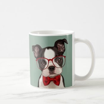 Hipster Boston Terrier Coffee Mug by MarylineCazenave at Zazzle