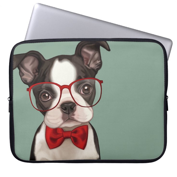 Hipster Boston Terrier Laptop Sleeve Zazzle