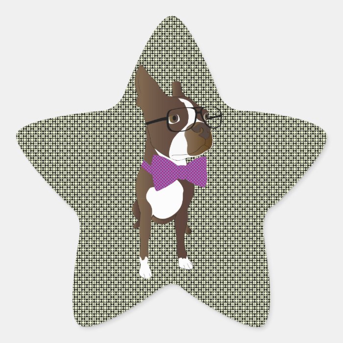 Hipster Boston Terrier Star Stickers