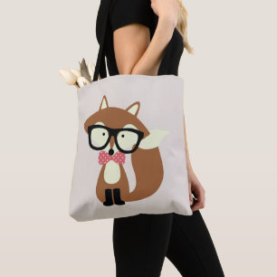 Hipster Bow Tie Brown Fox Tote Bag