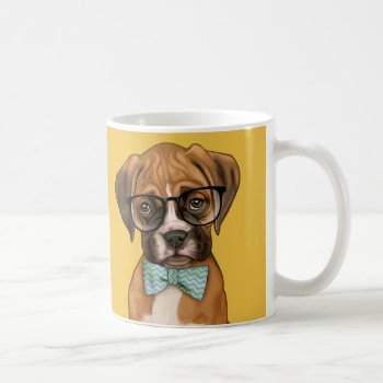 Hipster Boxer Puppy Coffee Mug by MarylineCazenave at Zazzle