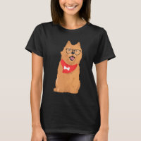 Hipster Brown Cairn Terrier with Red Bone Bandana T-Shirt