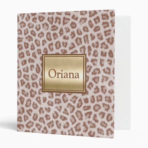 Hipster brown white cheetah animal print 3 ring binder