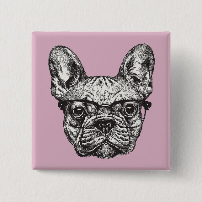 Hipster Bulldog Button (Front)