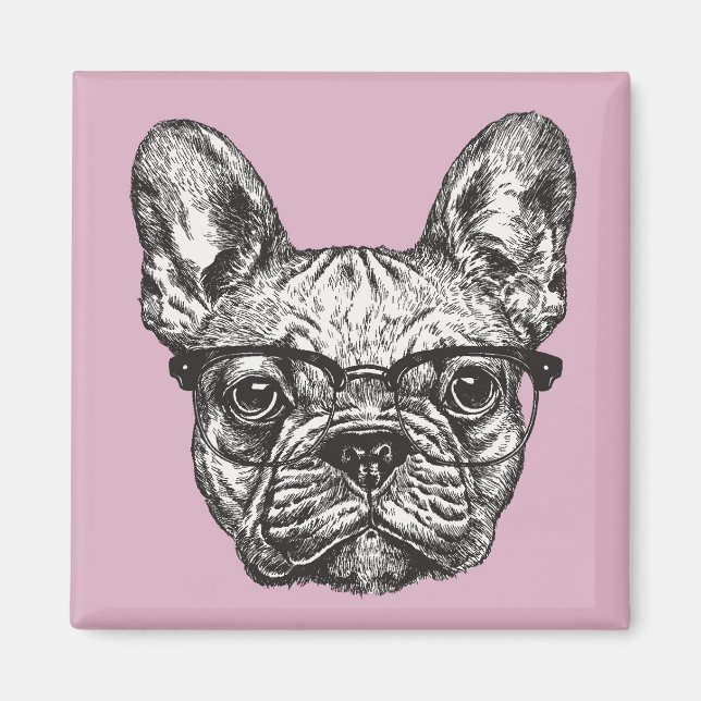 Hipster Bulldog Magnet (Front)