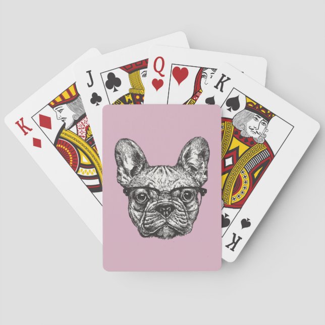 Hipster Bulldog Poker Cards (Back)