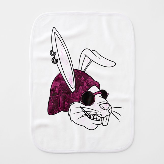 Hipster Bunny Baby Burp Cloth (Front)