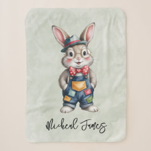 Hipster Bunny Boy Baby Shower Gift Sherpa Blanket