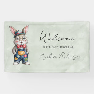 Hipster Bunny Boy Baby Shower Gift Welcome Sign 