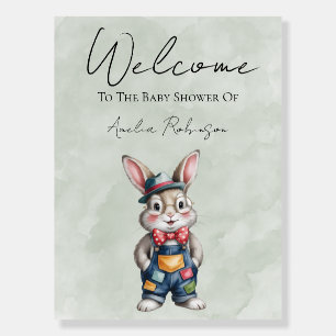 Hipster Bunny Boy Baby Shower Gift Welcome Sign 