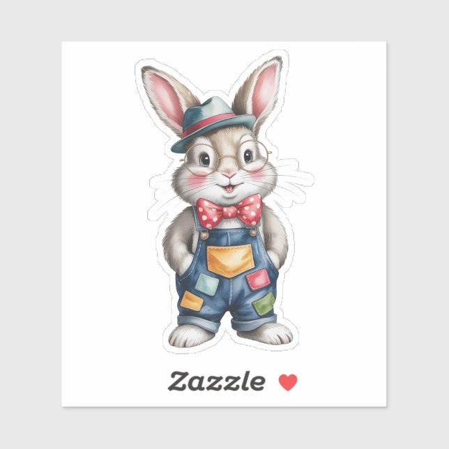 Hipster Bunny Boy Baby Shower Sticker (Sheet)