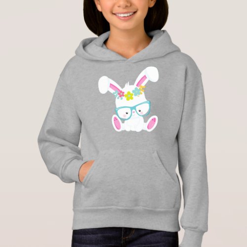 Hipster Bunny Bunny With Glasses Rabbit Flowers Hoodie