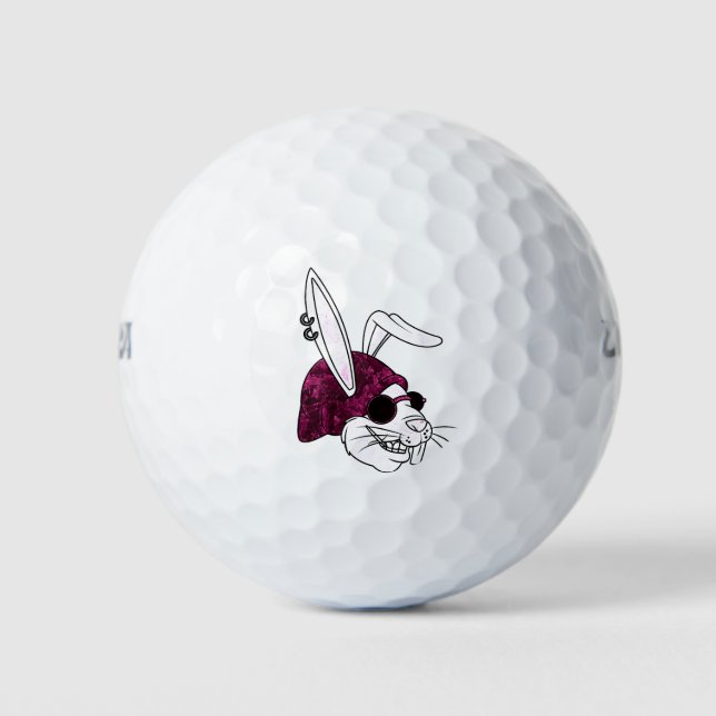 Hipster Bunny Golf Balls (Front)
