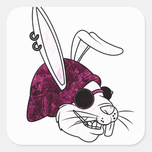 Hipster Bunny Square Sticker