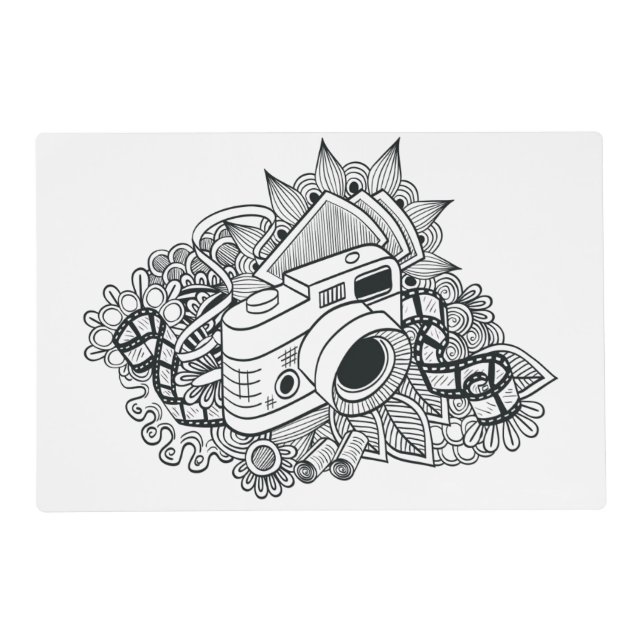 Hipster Camera Doodle Placemat (Front)