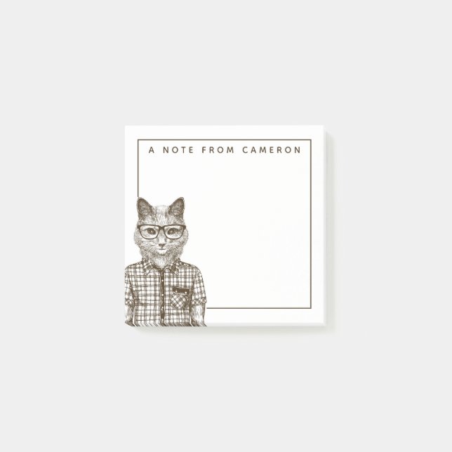 Hipster Cat | Add Your Name Post-it Notes (Front)
