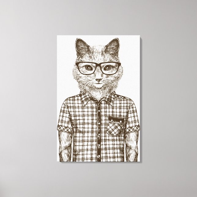 Hipster Cat Canvas Print (Front)