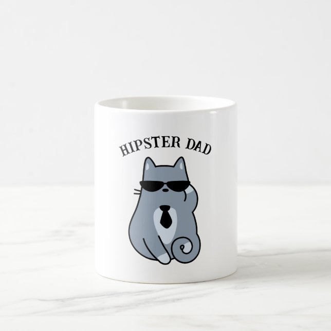 Hipster Cat - Cat Lover Cat Dad Personalized Coffee Mug (Center)
