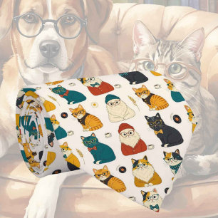 Hipster Cat in Eye Glasses Illustrations Neck Tie