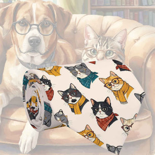 Hipster Cat in Eye Glasses Illustrations Neck Tie