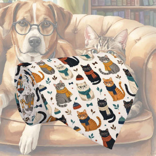 Hipster Cat in Eye Glasses Illustrations Neck Tie