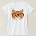 Hipster Cat (orange / Ginger Tabby) T-shirt at Zazzle