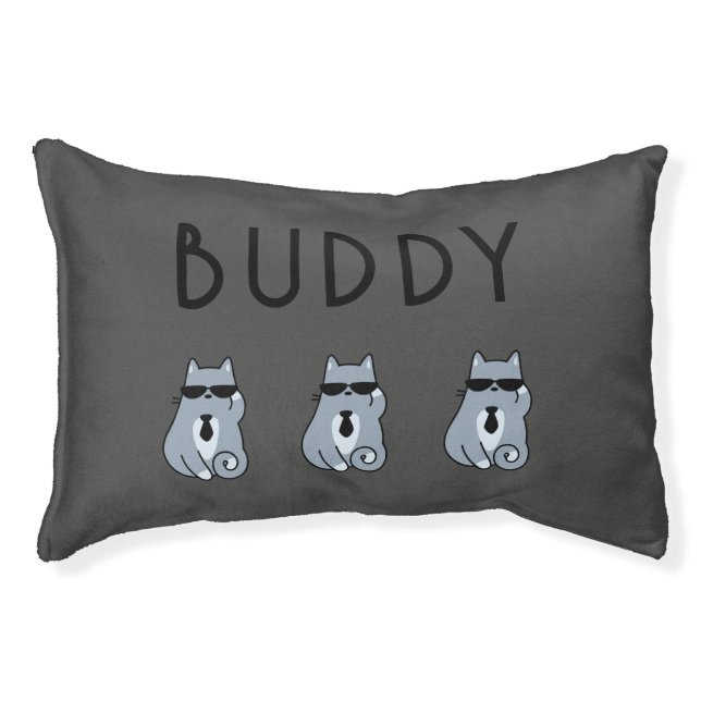 Hipster Cat Personalized Cat's Bed (Front)